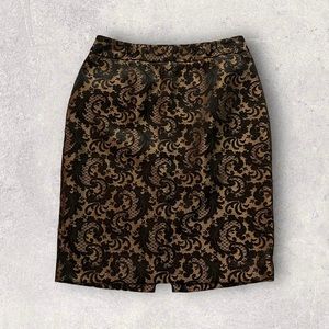 Worthington Womens Gold  And Black Brocade Skirt